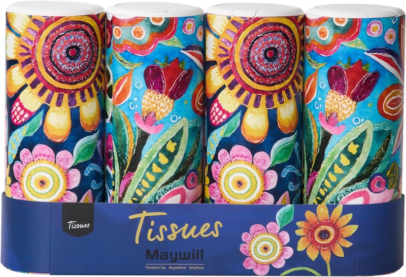 Maywill Car Tissues Holder with Facial Tissue, Car Tissue Box, Travel Tissues Cylinder,Suitable for Car Cup Holder(3-ply 4 Pack, 200 Sheets) - Image 1